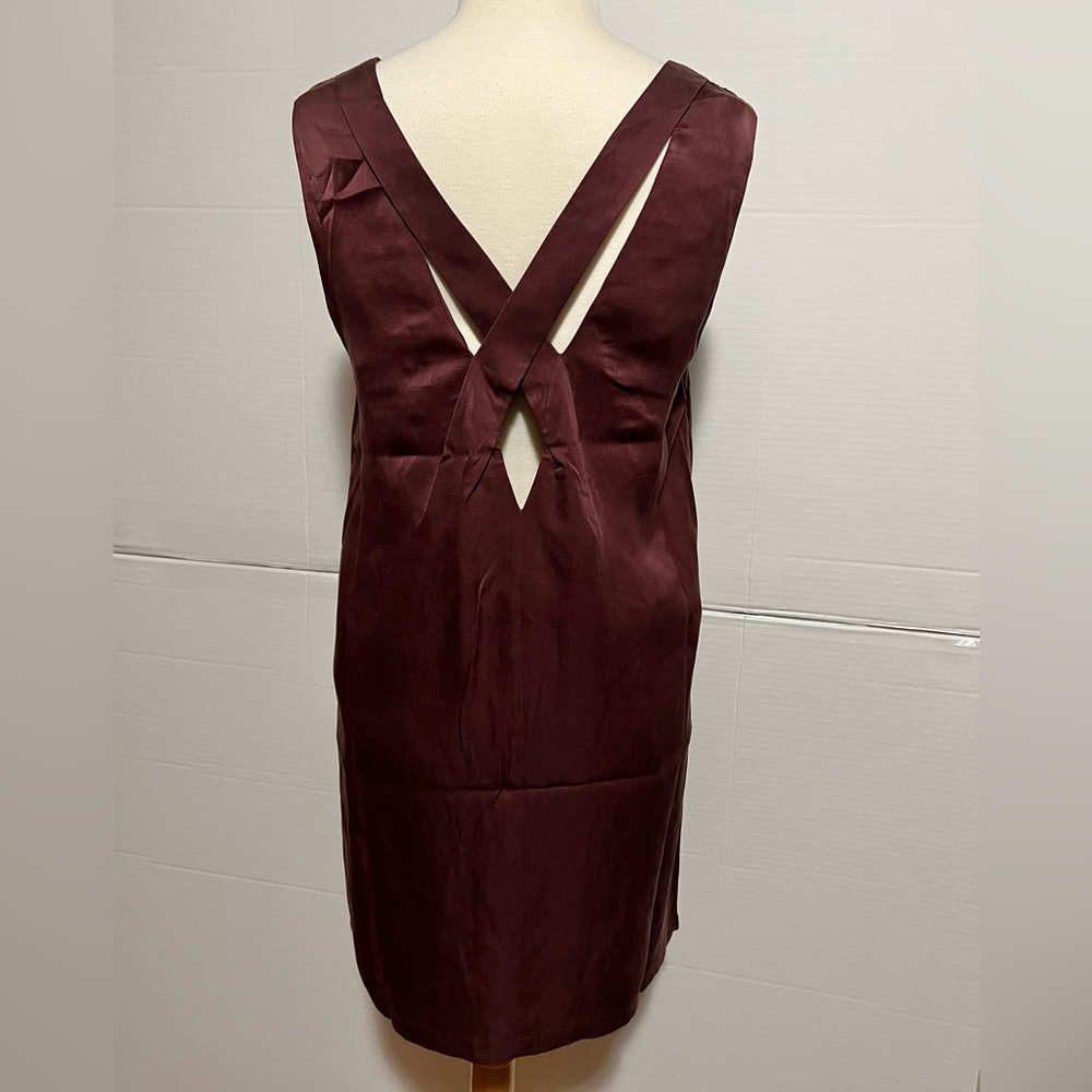 The Korner NWT Silk Dress wedding guest midi size M burgundy